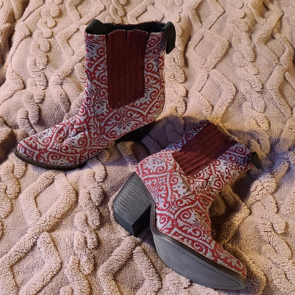 Jeffrey Campbell western brocade ankle boots
